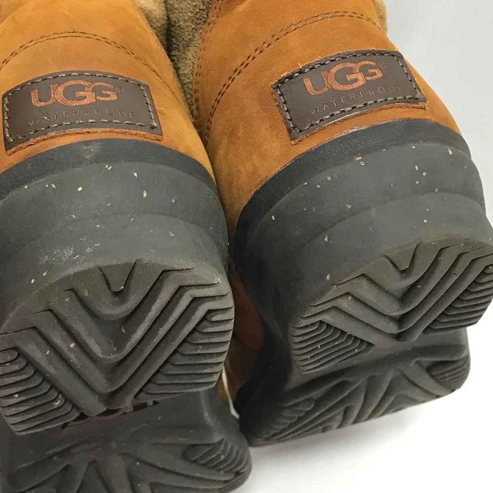 UGG Australia Adirondack Waterproof Duck Boots Brown Leather Suede Shearling - Picture 14 of 16